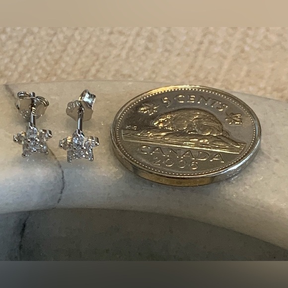 Sterling Silver .926 Tiny Star Stud Earrings - Picture 3 of 3